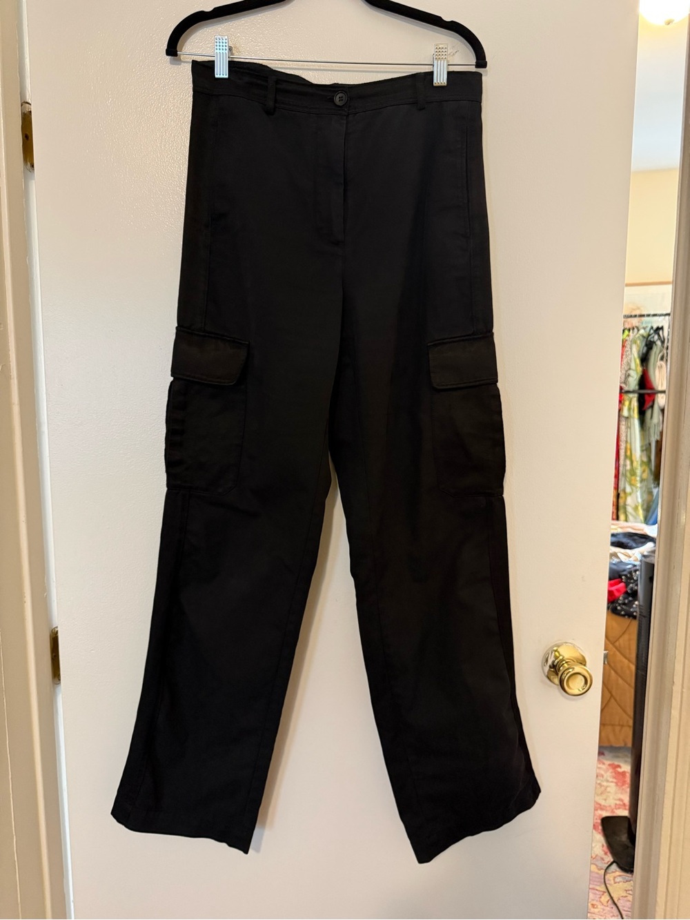 & Other Stories Black Wide-Leg Cargo Trousers